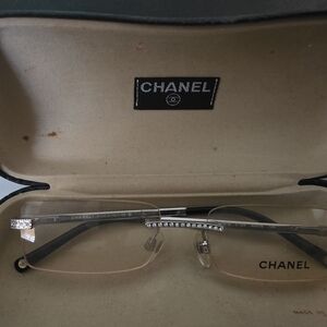 Authentic Chanel Black and Silver Glasses